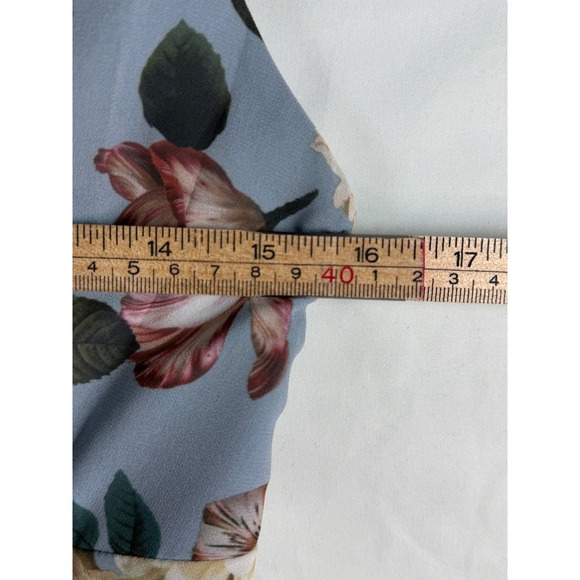 Floral V-Neck Maxi Dress Sleeveless Crystal Brooch Dusty Blue Formal NWT sz 4 - Picture 10 of 16